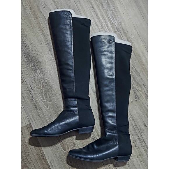 VINCE CAMUTO Karita Over the Knee Leather Riding Boots Black Women's Sz 7.5 M/38 - Picture 1 of 7